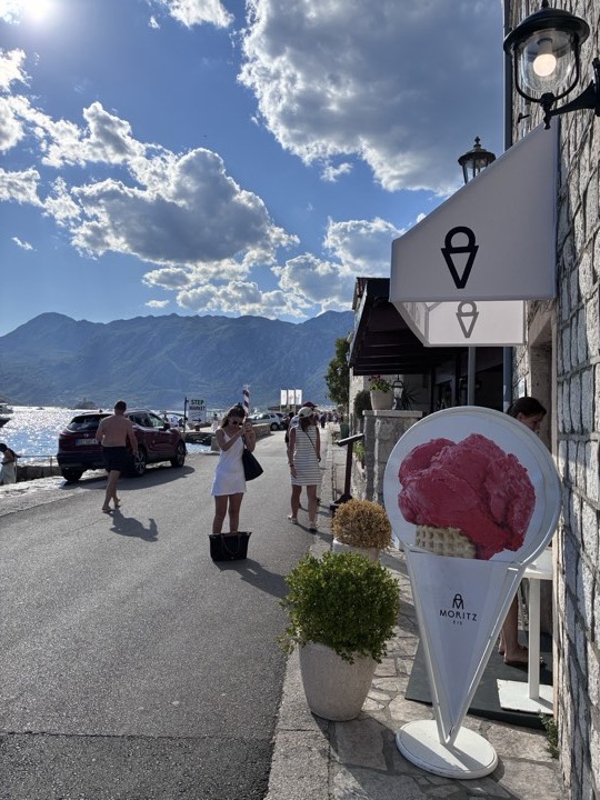 A gelateria on the waterfront street