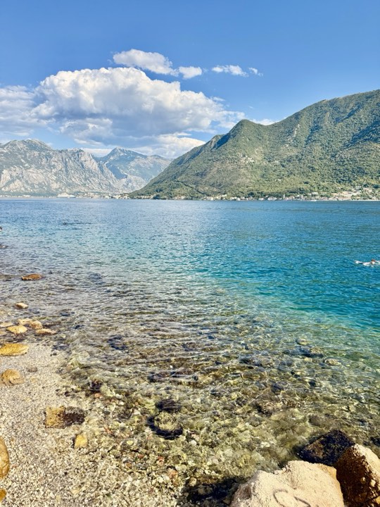 Clear turquoise water in the Bay of Kotor
