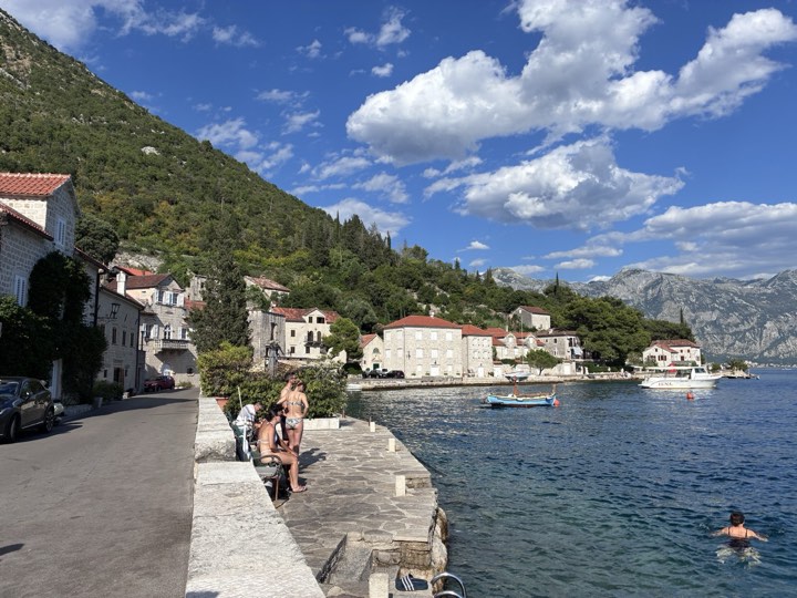 Perast town along the water